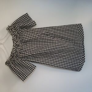 Vineyard Vines black and white plaid ruffle off shoulders tunic mini dress XXS